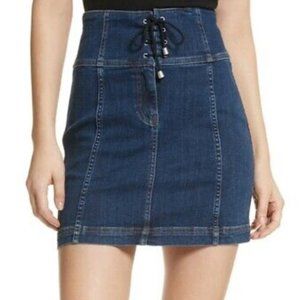 Free people lace up denim skirt